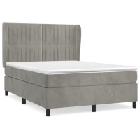 Produktbild för Ramsäng med madrass ljusgrå 140x190 cm sammet