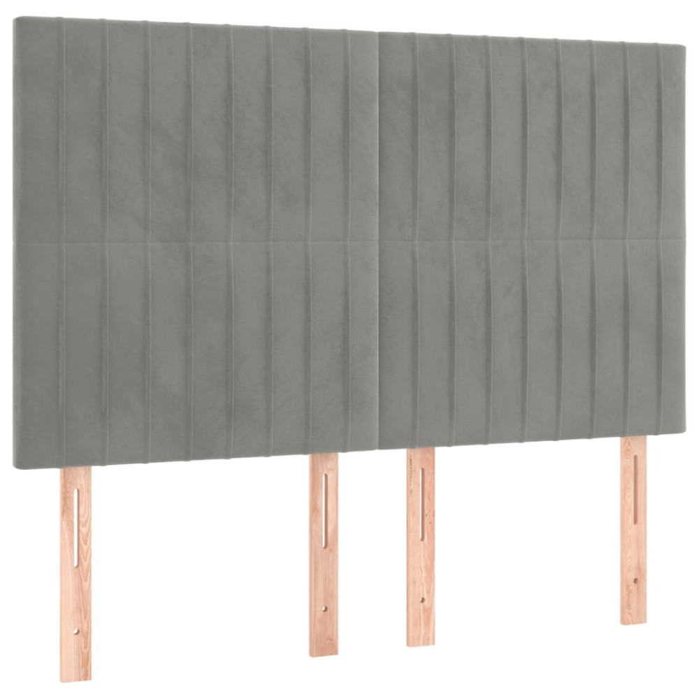 Produktbild för Ramsäng med madrass ljusgrå 140x190 cm sammet