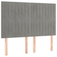 Produktbild för Ramsäng med madrass ljusgrå 140x190 cm sammet