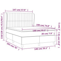 Produktbild för Ramsäng med madrass ljusgrå 140x190 cm sammet
