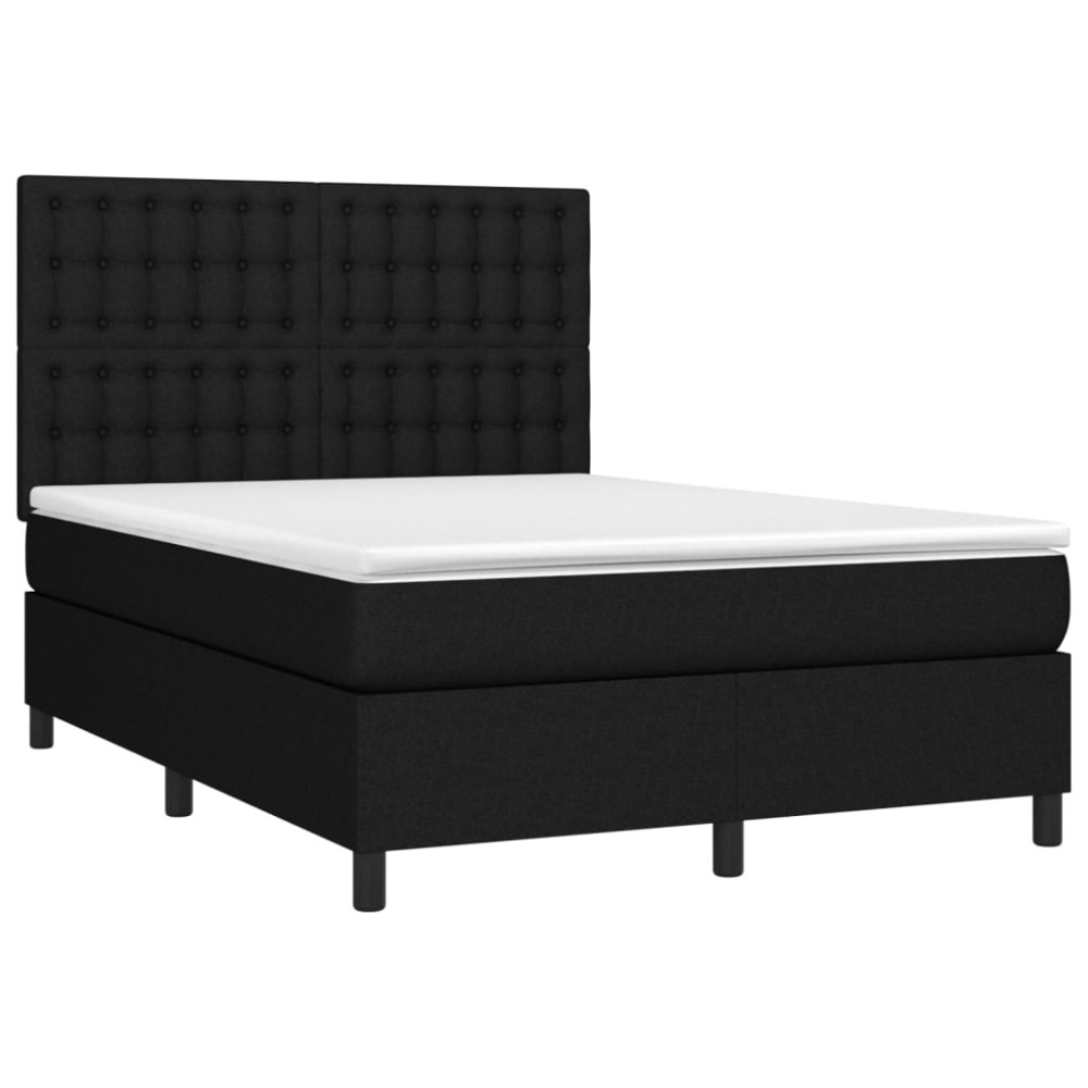 Produktbild för Ramsäng med madrass svart 140x190 cm tyg