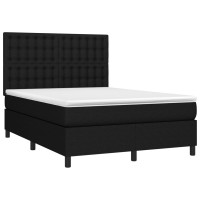 Produktbild för Ramsäng med madrass svart 140x190 cm tyg
