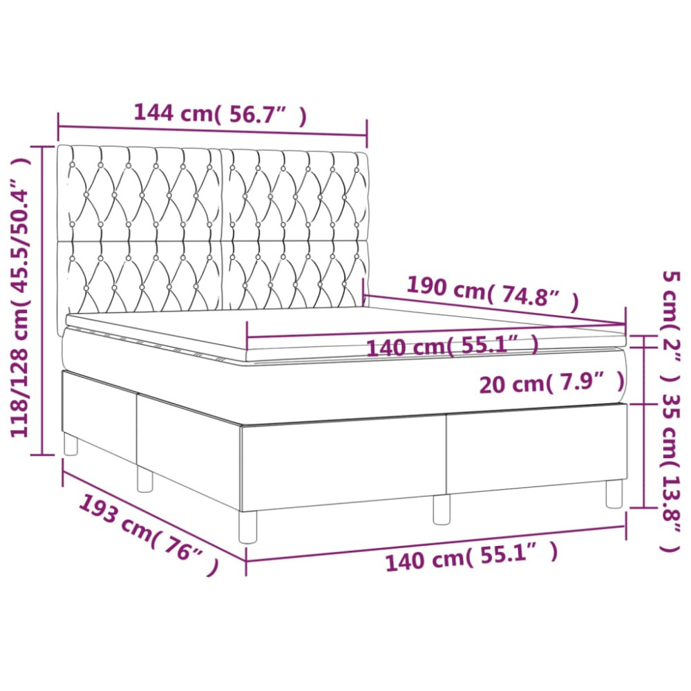 Produktbild för Ramsäng med madrass svart 140x190 cm tyg