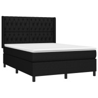 Produktbild för Ramsäng med madrass svart 140x190 cm tyg