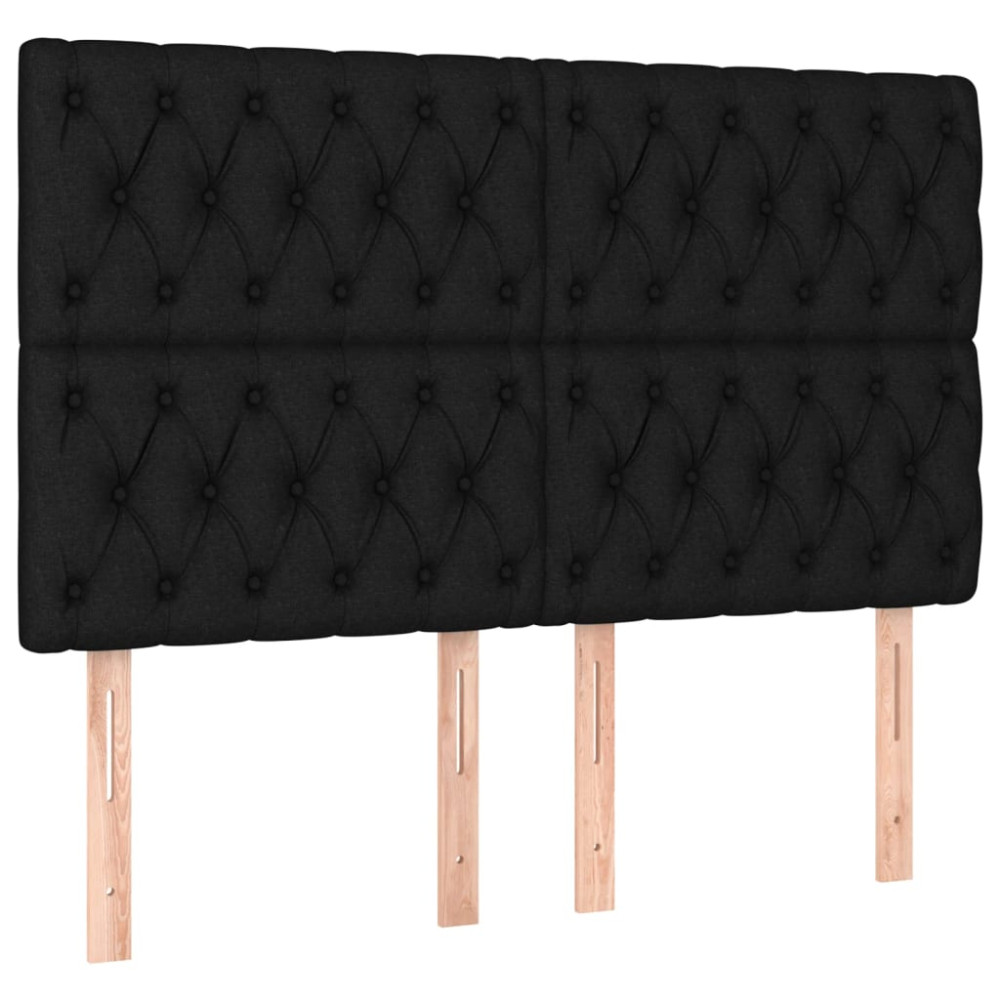 Produktbild för Ramsäng med madrass svart 140x190 cm tyg