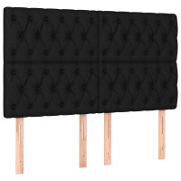 Produktbild för Ramsäng med madrass svart 140x190 cm tyg