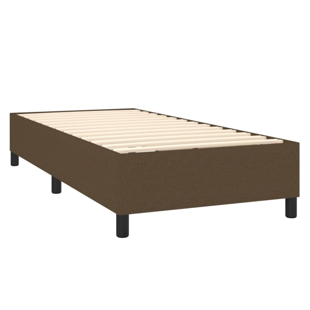 Produktbild för Ramsäng med madrass mörkbrun 90x200 cm tyg