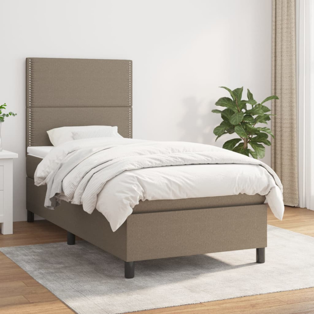 Produktbild för Ramsäng med madrass taupe 90x190 cm tyg