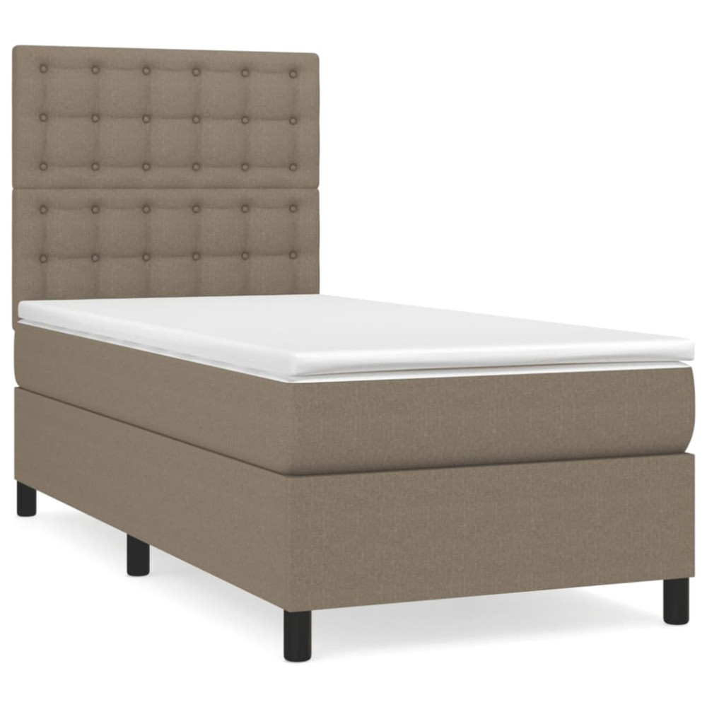 Produktbild för Ramsäng med madrass taupe 90x190 cm tyg