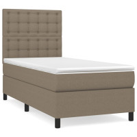Produktbild för Ramsäng med madrass taupe 90x190 cm tyg