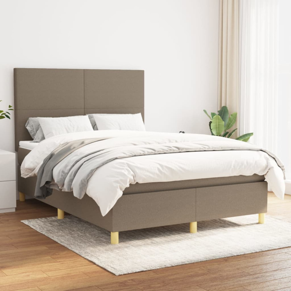 Produktbild för Ramsäng med madrass taupe 140x190 cm tyg