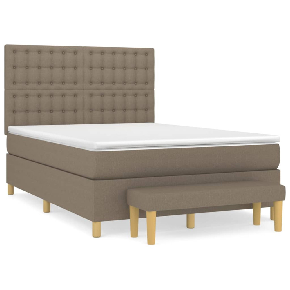 Produktbild för Ramsäng med madrass taupe 140x190 cm tyg