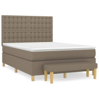 Produktbild för Ramsäng med madrass taupe 140x190 cm tyg