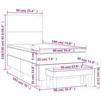 Produktbild för Ramsäng med madrass taupe 90x190 cm tyg