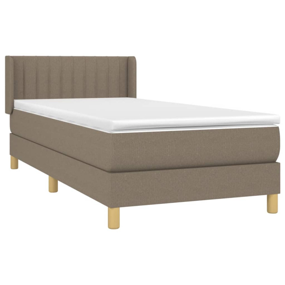 Produktbild för Ramsäng med madrass taupe 90x190 cm tyg