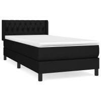 Produktbild för Ramsäng med madrass svart 90x200 cm tyg