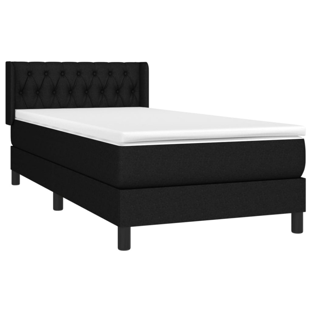 Produktbild för Ramsäng med madrass svart 90x200 cm tyg