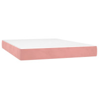 Produktbild för Ramsäng med madrass rosa 140x190 cm sammet