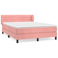 Produktbild för Ramsäng med madrass rosa 140x190 cm sammet