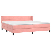Produktbild för Ramsäng med madrass rosa 200x200 cm sammet