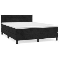 Produktbild för Ramsäng med madrass svart 140x190 cm sammet
