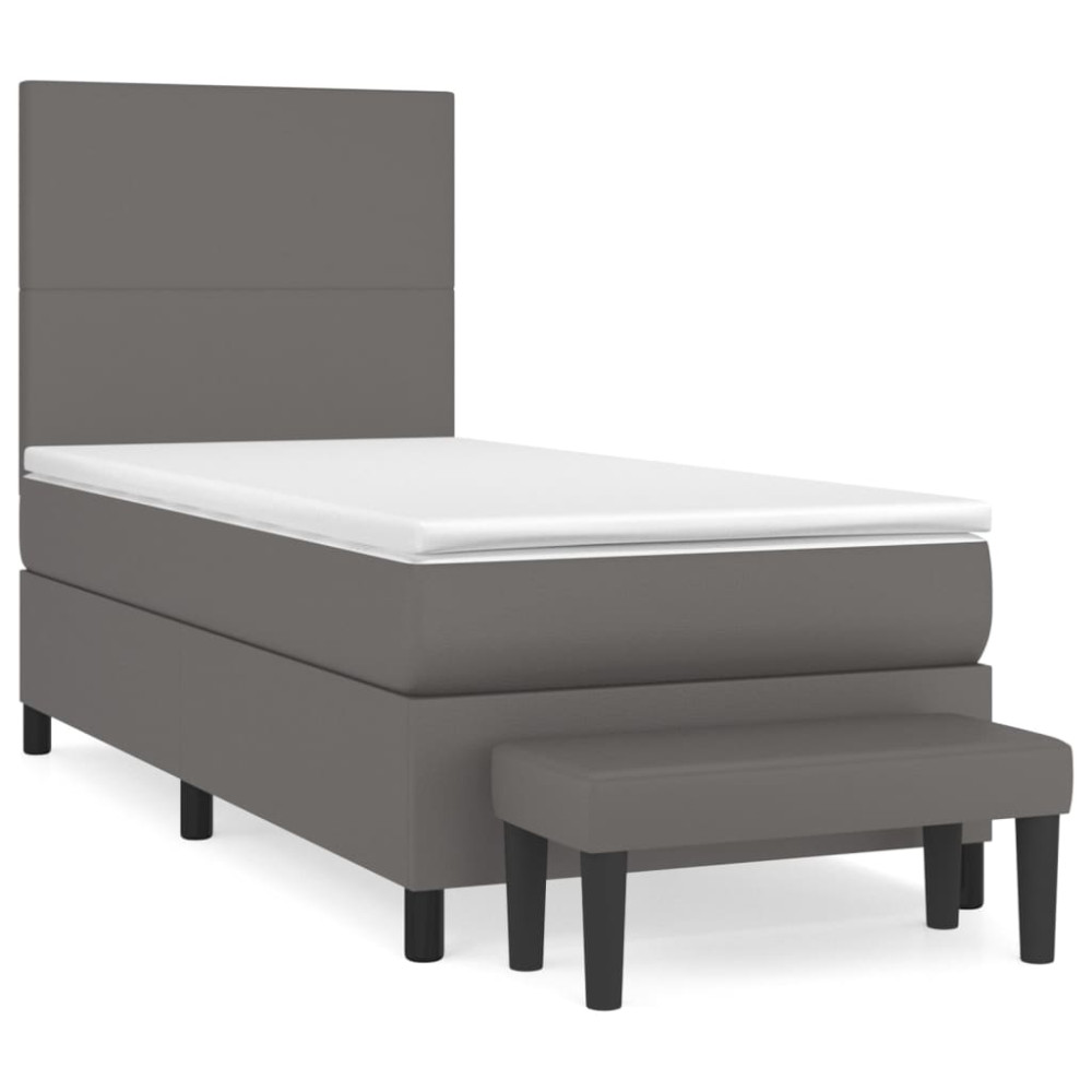 Produktbild för Ramsäng med madrass grå 90x200 cm konstläder