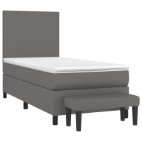 Produktbild för Ramsäng med madrass grå 90x200 cm konstläder