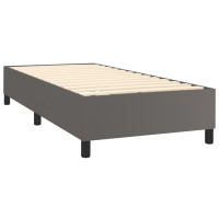 Produktbild för Ramsäng med madrass grå 90x200 cm konstläder