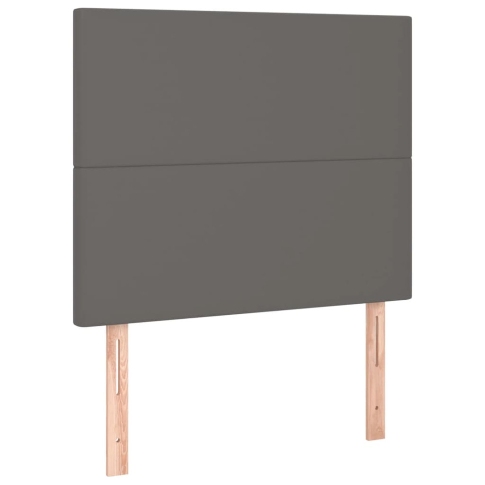 Produktbild för Ramsäng med madrass grå 90x200 cm konstläder