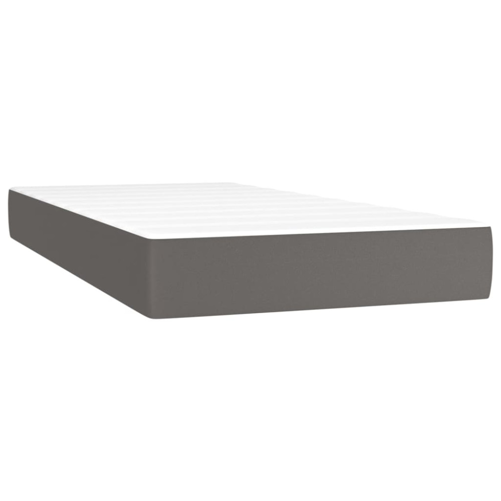 Produktbild för Ramsäng med madrass grå 80x200 cm konstläder