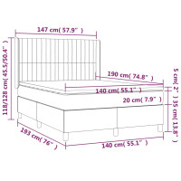 Produktbild för Ramsäng med madrass ljusgrå 140x190 cm sammet
