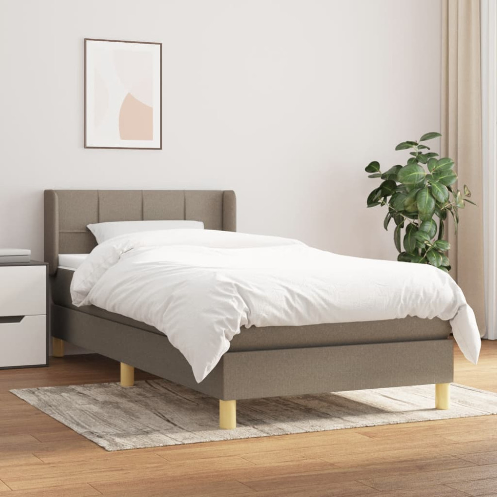 Produktbild för Ramsäng med madrass taupe 90x190 cm tyg
