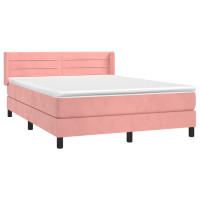 Produktbild för Ramsäng med madrass rosa 140x190 cm sammet