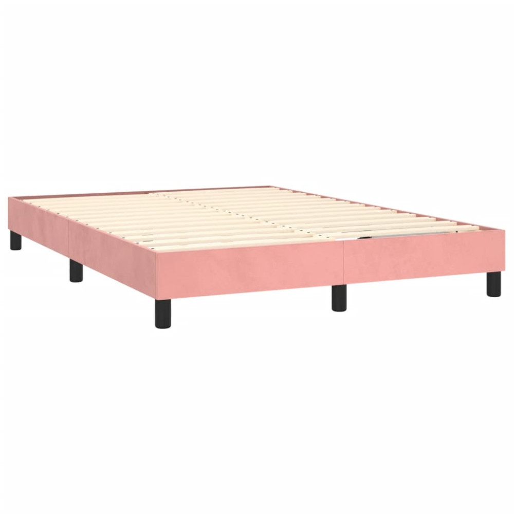 Produktbild för Ramsäng med madrass rosa 140x190 cm sammet