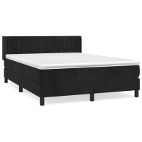 Produktbild för Ramsäng med madrass svart 140x200 cm sammet