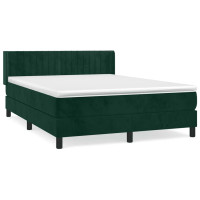 Produktbild för Ramsäng med madrass mörkgrön 140x200 cm sammet