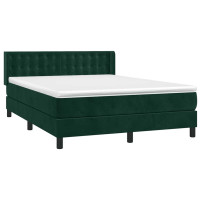 Produktbild för Ramsäng med madrass mörkgrön 140x190 cm sammet