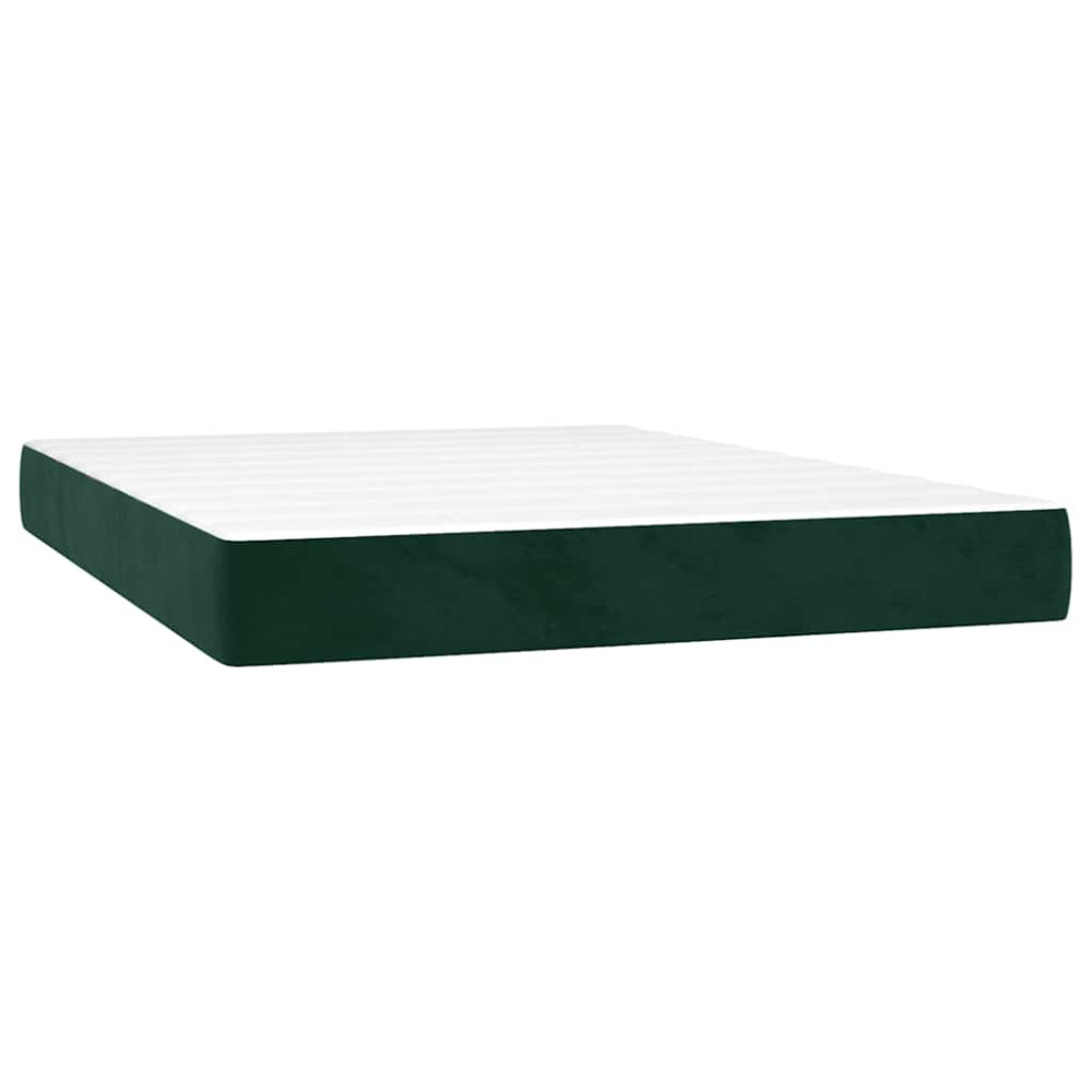 Produktbild för Ramsäng med madrass mörkgrön 140x190 cm sammet