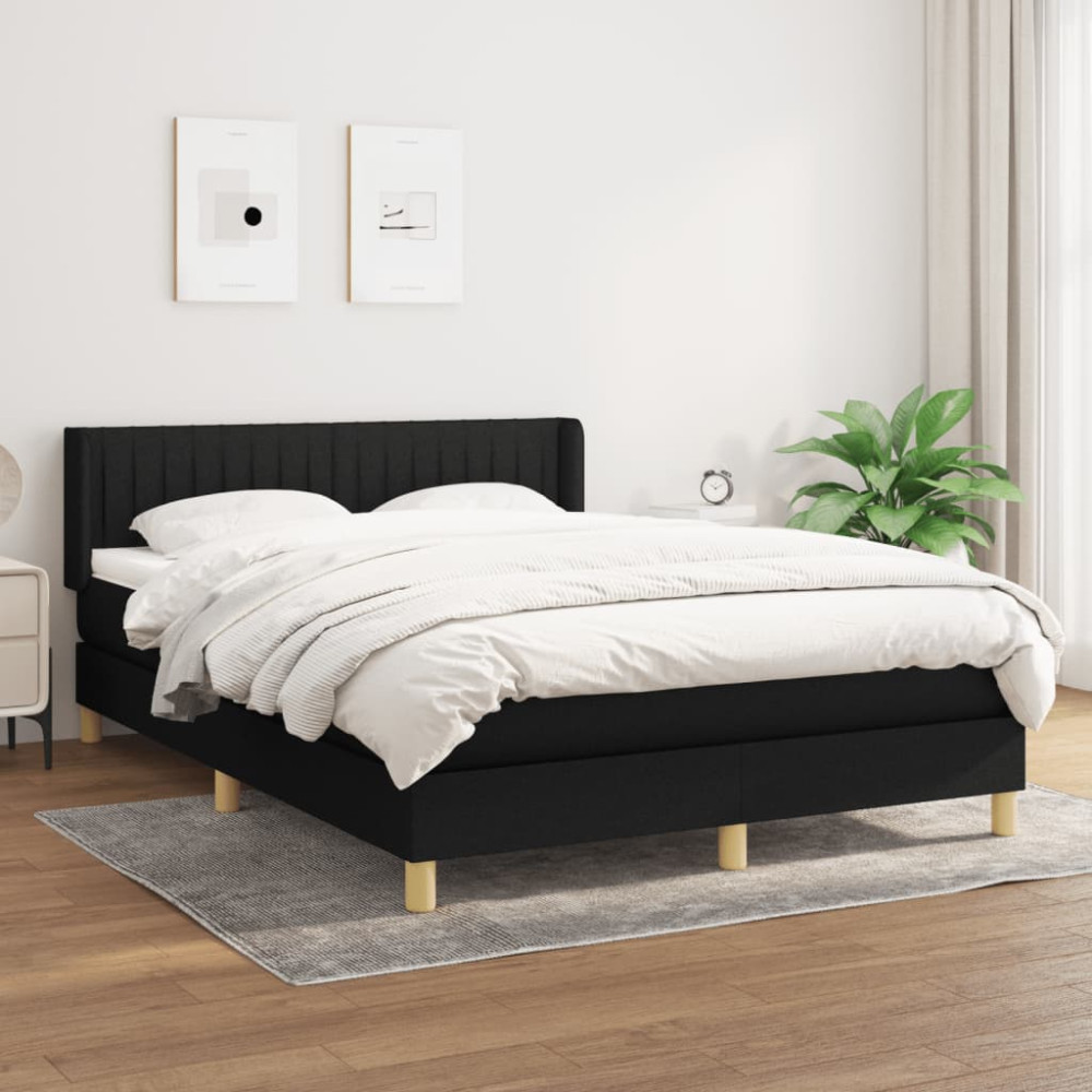 Produktbild för Ramsäng med madrass svart 140x190 cm tyg