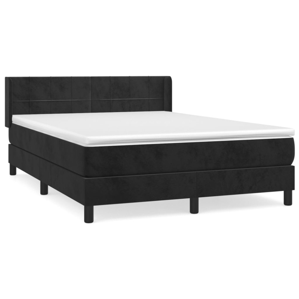 Produktbild för Ramsäng med madrass svart 140x200 cm sammet