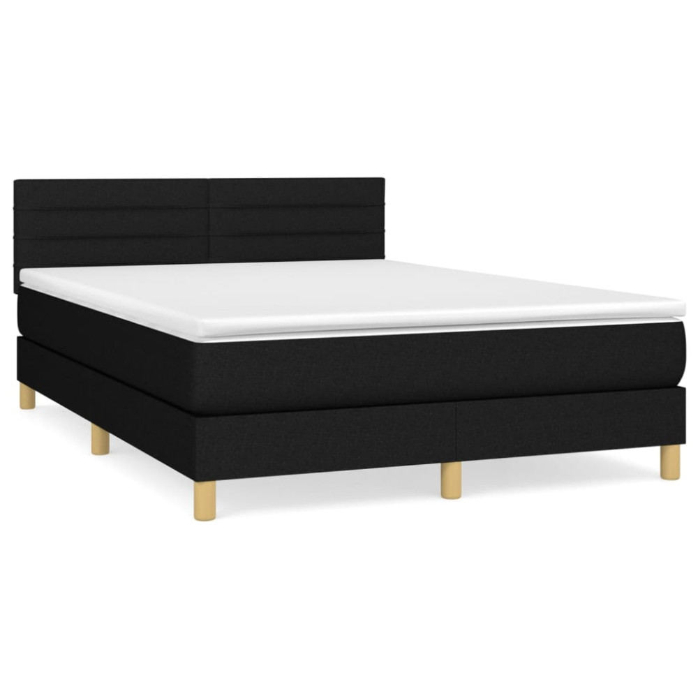 Produktbild för Ramsäng med madrass svart 140x190 cm tyg