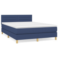 Produktbild för Ramsäng med madrass blå 140x190 cm tyg