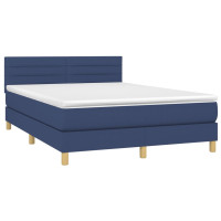 Produktbild för Ramsäng med madrass blå 140x190 cm tyg