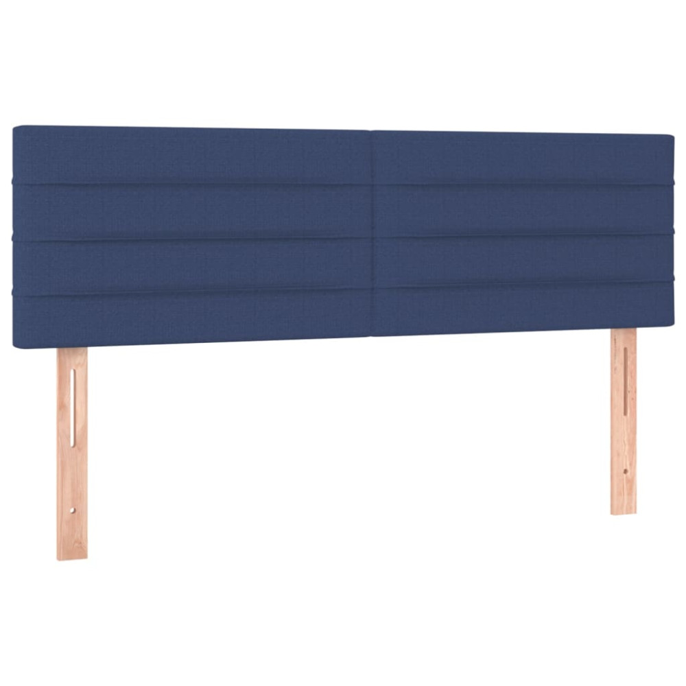 Produktbild för Ramsäng med madrass blå 140x190 cm tyg