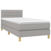 Produktbild för Ramsäng med madrass ljusgrå 90x190 cm tyg