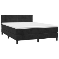Produktbild för Ramsäng med madrass svart 140x200 cm sammet