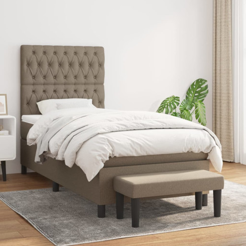 vidaXL Ramsäng med madrass taupe 90x200 cm tyg - Sängar & Sängramar