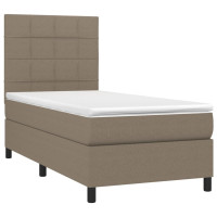 Produktbild för Ramsäng med madrass taupe 90x200 cm tyg