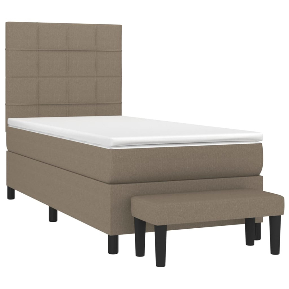Produktbild för Ramsäng med madrass taupe 90x200 cm tyg