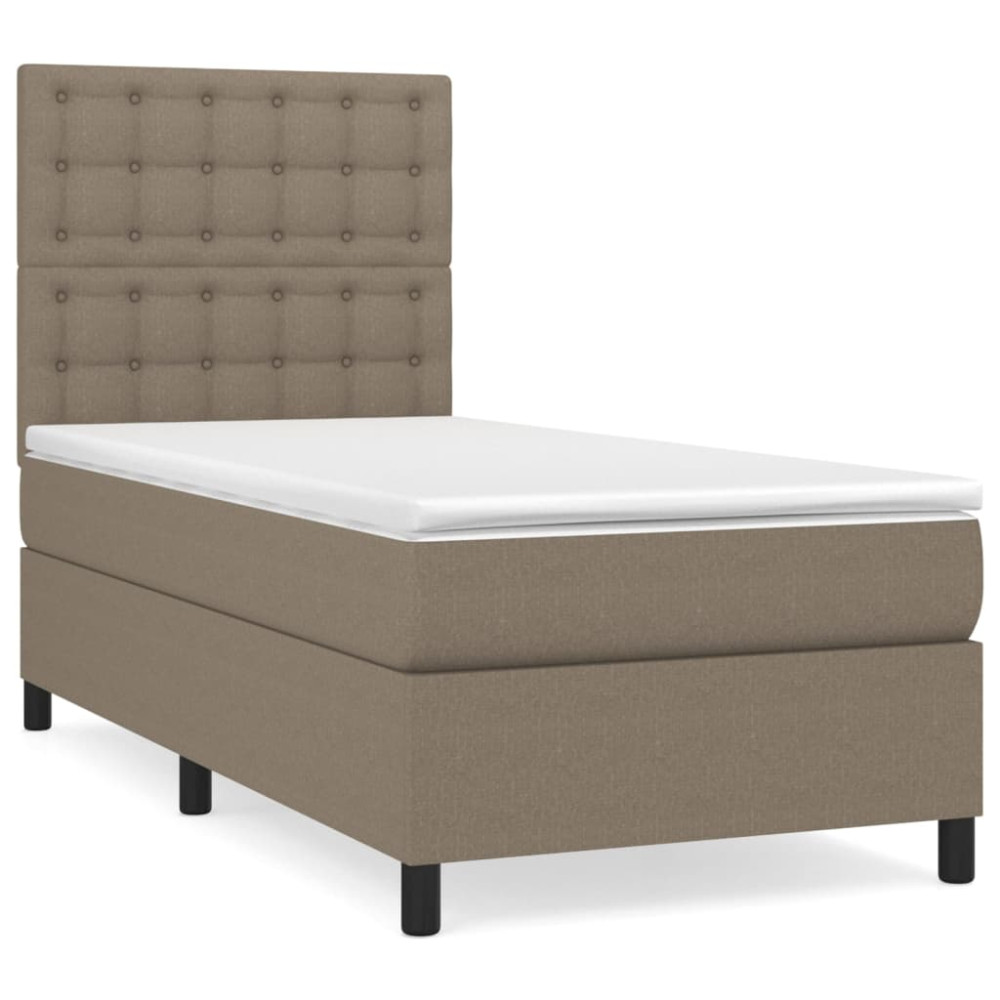 Produktbild för Ramsäng med madrass taupe 90x200 cm tyg